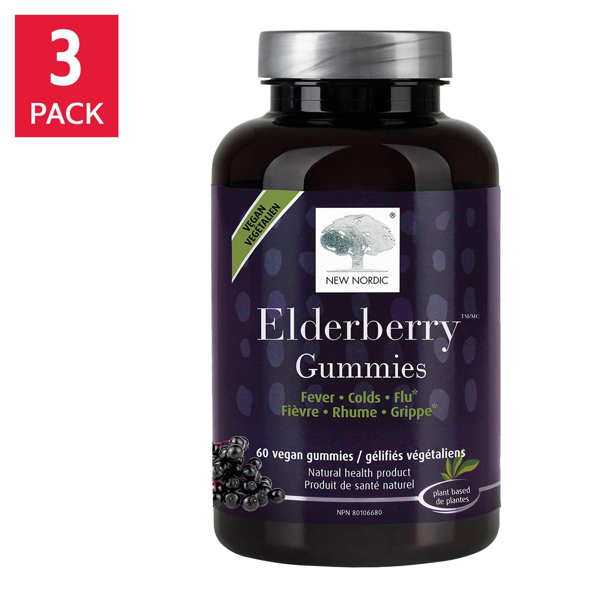 New Nordic Elderberry Gummies 3 x 60 Gummies
