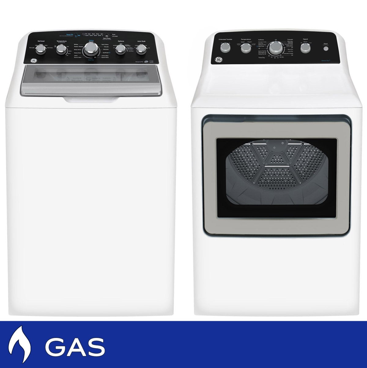 GE Laundry Bundle 4.9 cu ft. Top Load Washer and 7.2 cu ft. Gas Dryer