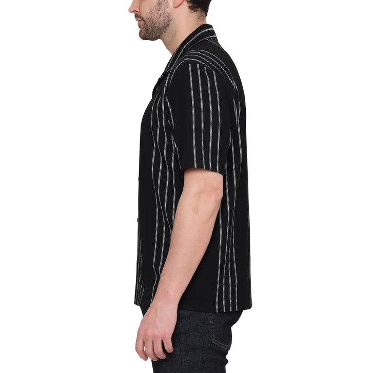 Ike Behar Men’s Vertical Stripe Textured Knit Polo Shirt
