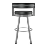 Amisco Browser Grey Frame with Black seat Bar or Counter Stool