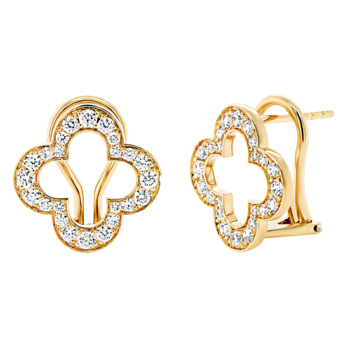 Round Brilliant Diamond Quatrefoil Earrings (0.60 ctw)