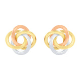High Polish Love Knot Earrings in Tri-colour Gold