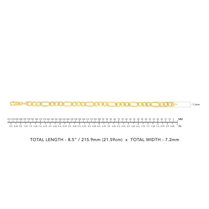 High Polish Beveled Figaro Bracelet in Yellow Gold