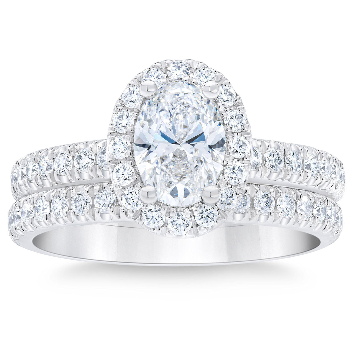 1.84 ctw Oval and Round Brilliant Cut, Clarity VVS1, Colour F, Diamond Wedding Set