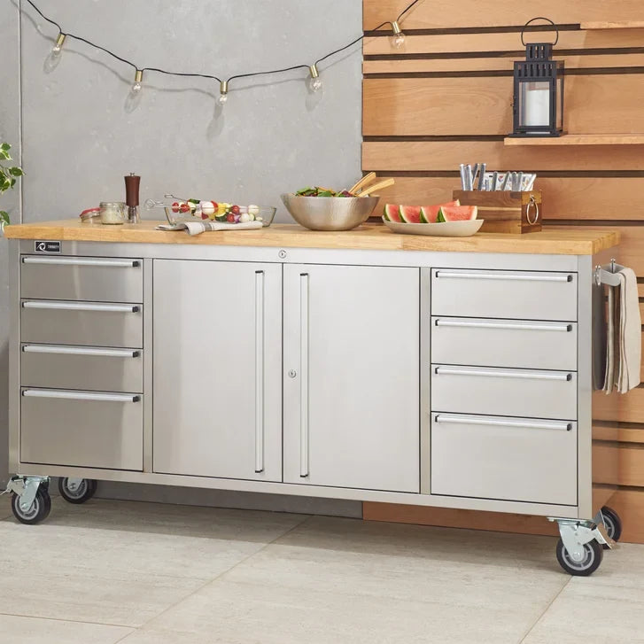 Trinity 72 in. Stainless-steel Rolling Workbench