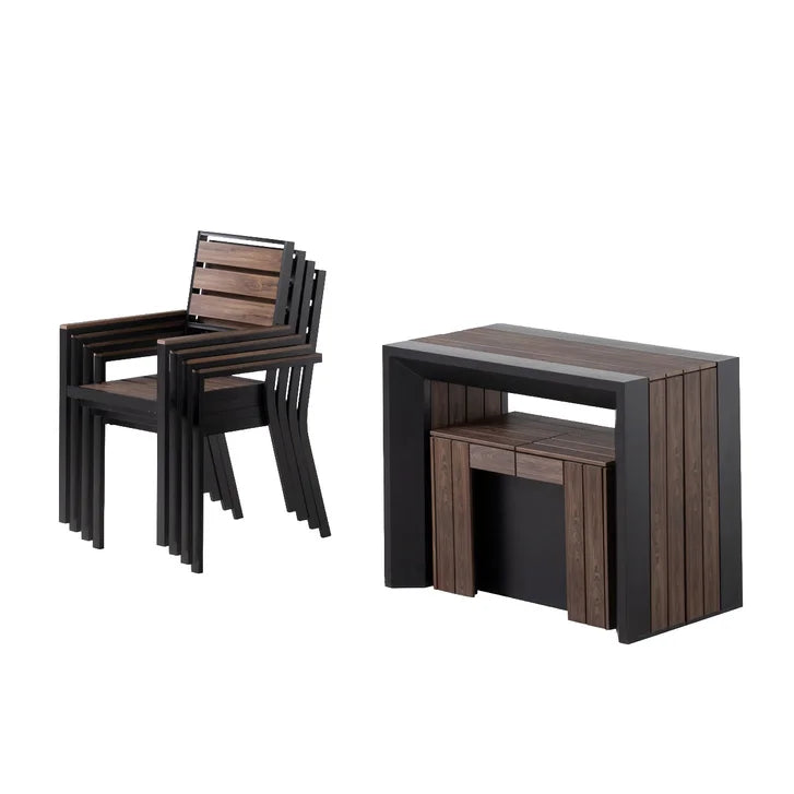 Transformer Table Extendable Outdoor Patio Dining Set