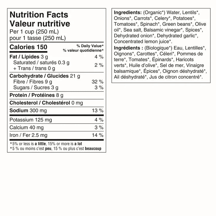 Sprague Organic Lentil and Vegetable Soup, 8 × 398 mL