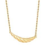 Scalloped Center Station Rope Chain Necklace in Yellow Gold