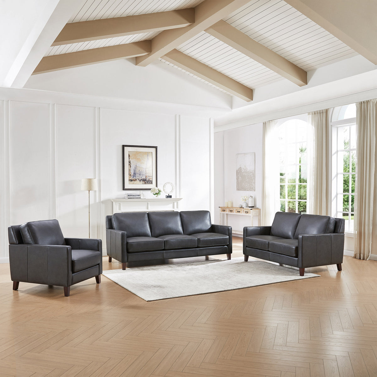 Prospera Home West Park Top Grain Leather Sofa, Loveseat and Chair