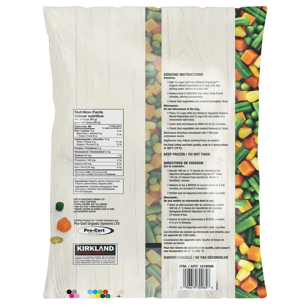 Kirkland Signature Organic Mixed Vegetables, 2.5 kg