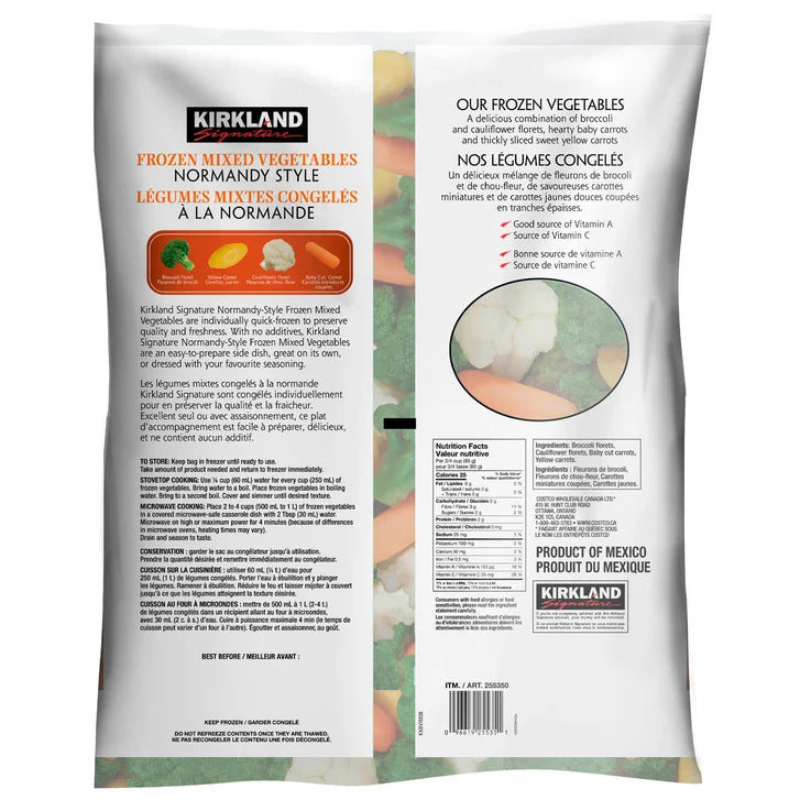 Kirkland Signature Frozen Mixed Vegetables Normandy-Style, 2.5 kg