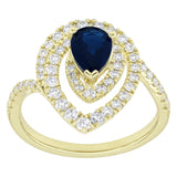 Pear Cut Blue Sapphire and Diamond Ring (0.50 ctw)
