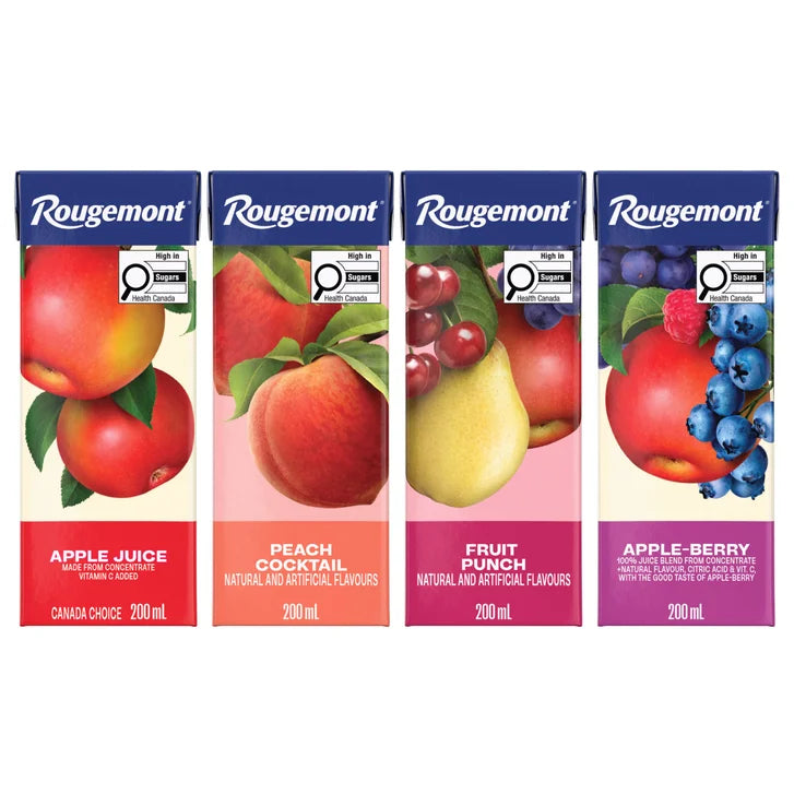 Rougemont 100% Juices and Cocktails, Assorted Flavours, 40 x 200 mL