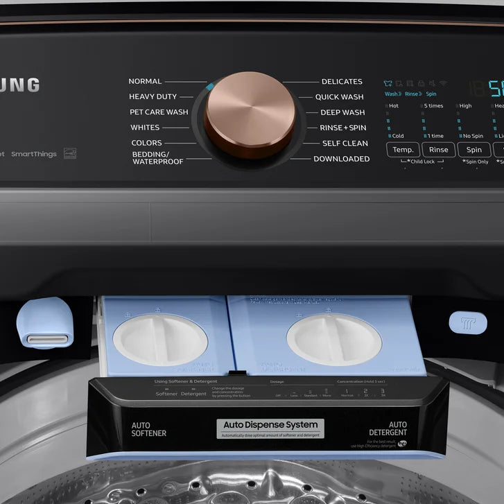 Samsung 6.2 cu ft. Black Stainless Steel Top Load Washer with Pet Care Solution