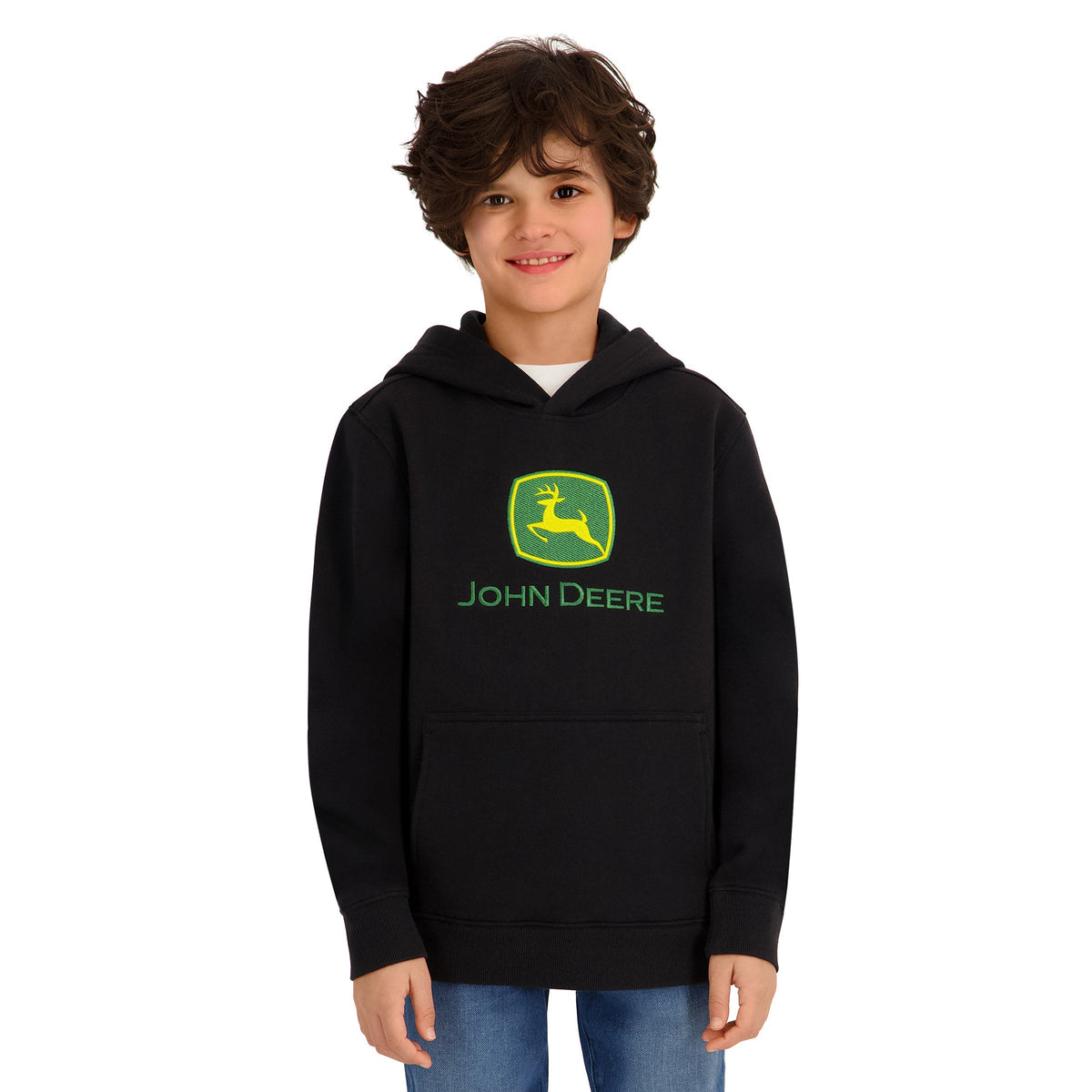John Deere Boys' Embroidered Logo Hoodie – Cotton Blend Fleece Sweatshirt