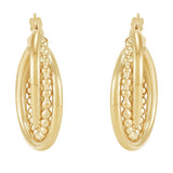 Hoop Earrings with Bead Tubing in Yellow Gold