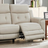 Prospera Home Malibu Modern Top Grain Leather Power Reclining Sofa with Power Headrest