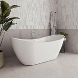 Streamline 71 in. Freestanding Bathtub with Expandable Bamboo Bathtub Caddy