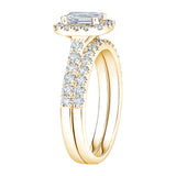 Emerald Cut Diamond Halo Wedding Set (1.50 ctw)