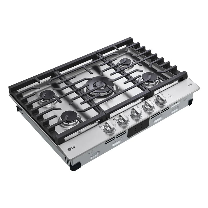 LG 30 in Stainless Steel Gas 5 Burner Cooktop with UltraHeat Dual Burner