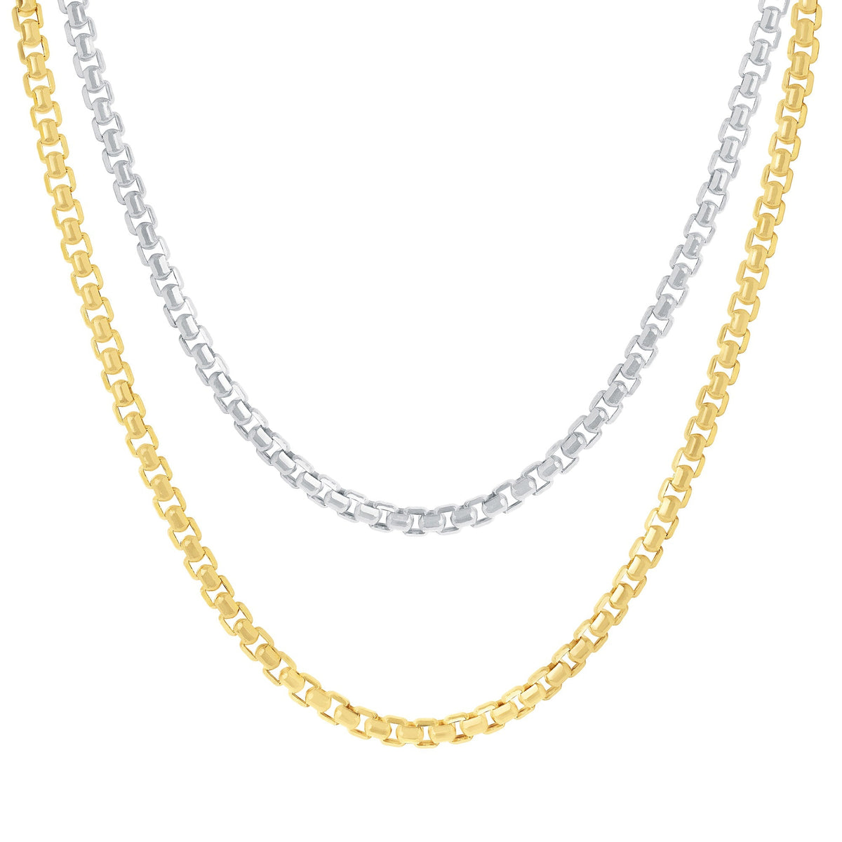 High Polish and Diamond Cut Round Box Chain