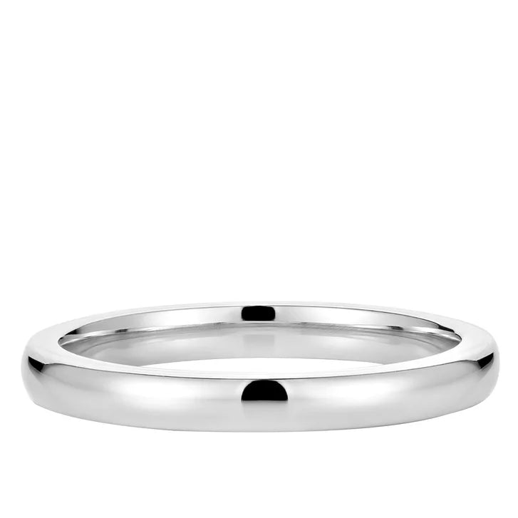 2.5 mm Plain Domed Platinum Ladies Wedding Band