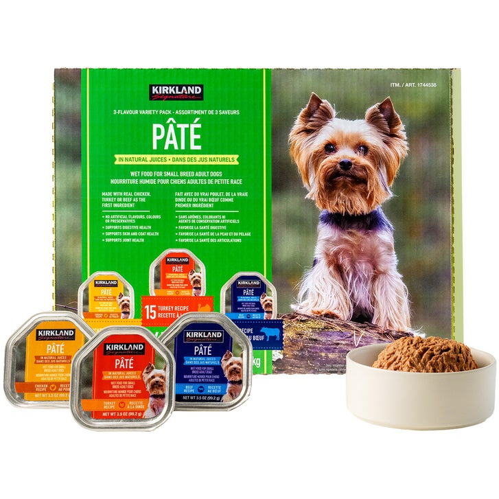 Kirkland Signature Wet Dog Food, Pâté Variety Pack, 45 x 99 g
