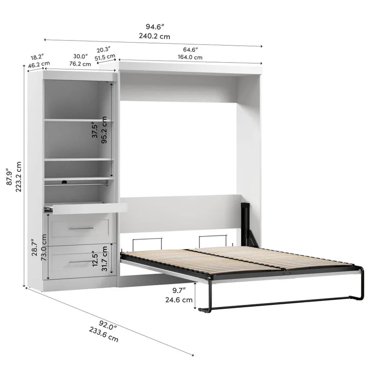 Bestar Boutique Queen Wall Bed 2-piece Set with Pull-out Shelf