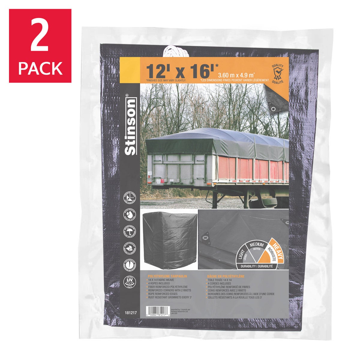 Stinson Extra Heavy-Duty Black Tarp, 2-pack