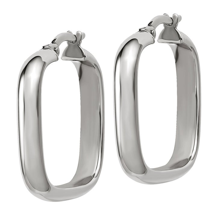 High Polish Square Half Round Hoop Earrings