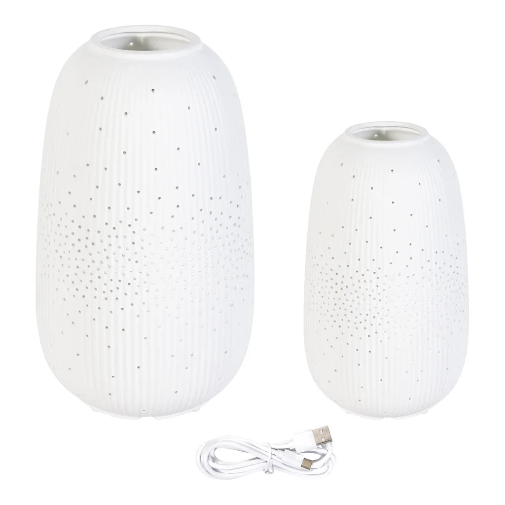 Evergreen LED Porcelain Lantern, 2-piece