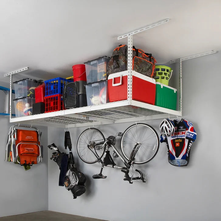 SafeRacks 4 ft. × 8 ft. Overhead Garage Storage Rack and Accessory Kit