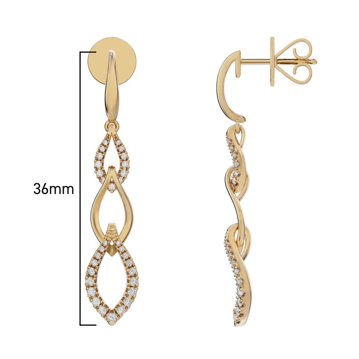 Round Brilliant Diamond Marquise-Shaped Dangle Earrings (0.31 ctw)
