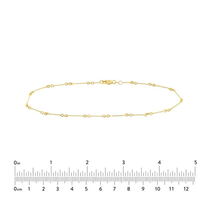 Twisted Bar Cable Anklet in Yellow Gold