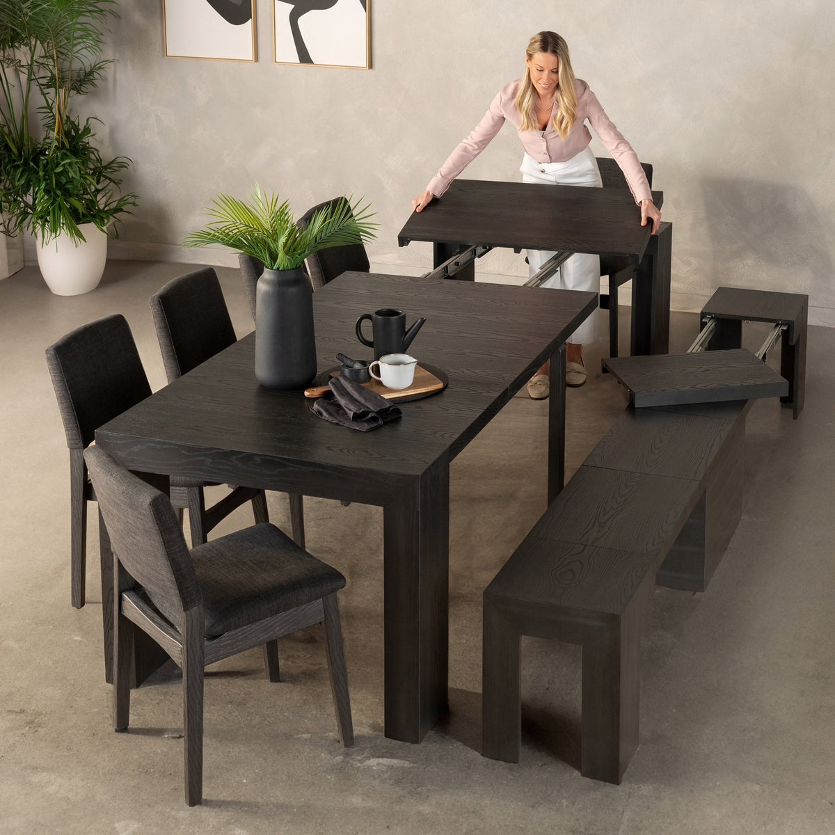 Transformer Table with Bench and 6 Chairs