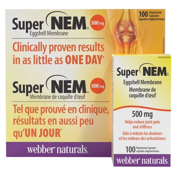webber naturals NEM Natural Eggshell Membrane 500 mg, 100 Vegetarian Capsules