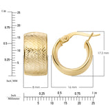 Diamond Cut Wide Hoop Earrings in Yellow Gold