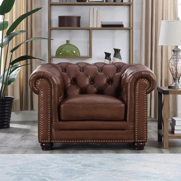Prospera Home Allington 3-piece Top Grain Leather Chesterfield Living Room Set