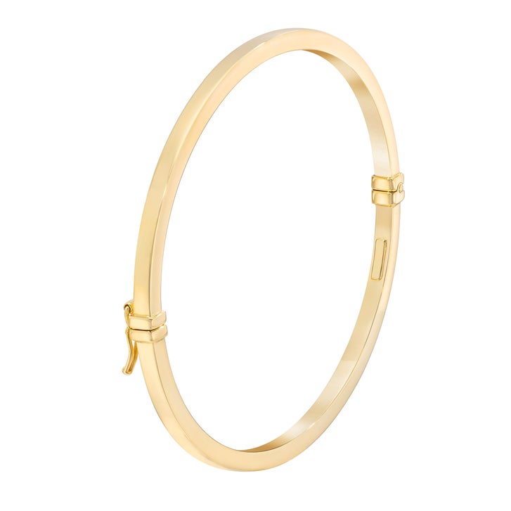 High Polish Square Tube Bangle Bracelet in Yellow Gold