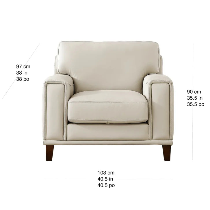 Prospera Home Jensen Top-grain Leather Sofa and 2 Chairs
