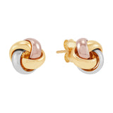 High Polish Love Knot Earrings in Tri-colour Gold
