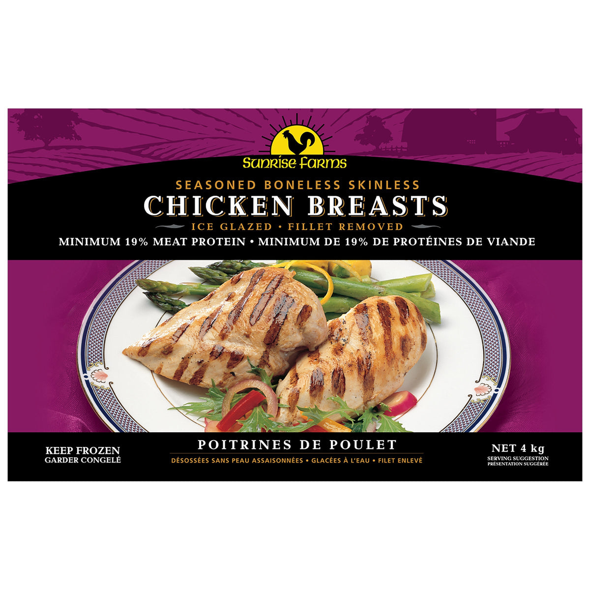 Sunrise Farms Frozen Seasoned Chicken Breast, 4 kg