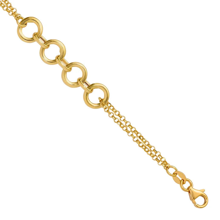 High Polished Multi-Strand Circle Link Bracelet in Yellow Gold