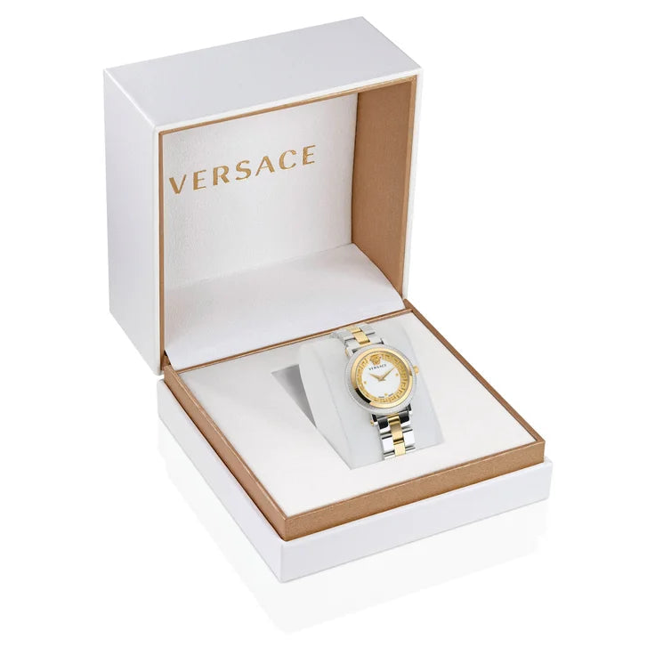 Versace Greca Flourish White Silver-Tone Dial Women's Watch