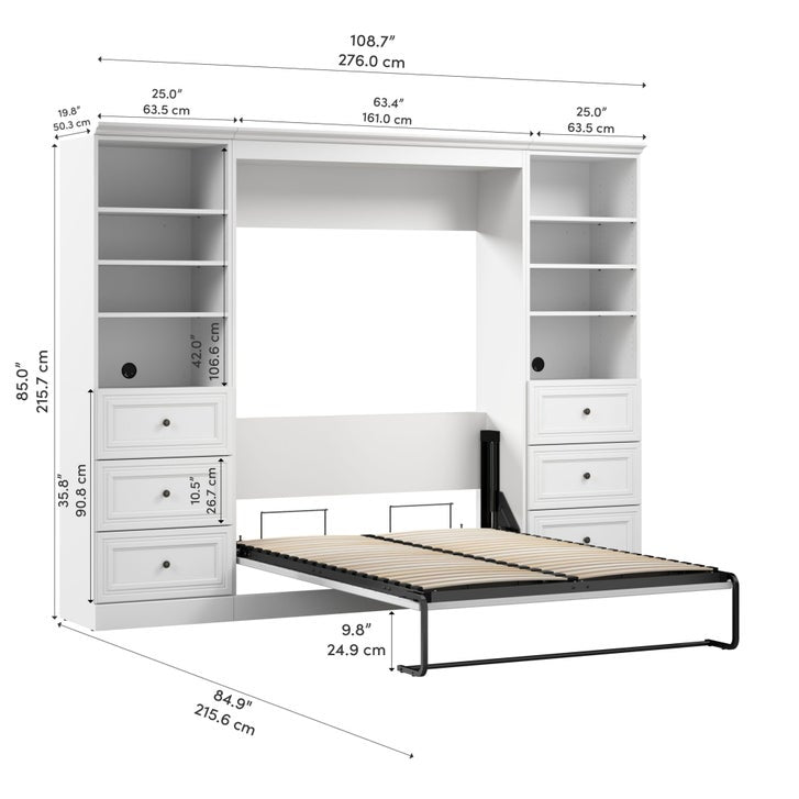 Bestar Evolution 3-piece Wall Bed Set, White