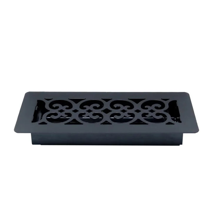 Manor House Black Low Profile Scroll Design Floor Registers, 4-pack