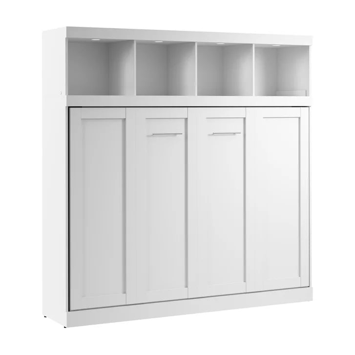 Bestar Oasis Premium Horizontal Queen Wall Bed with Overhead Storage