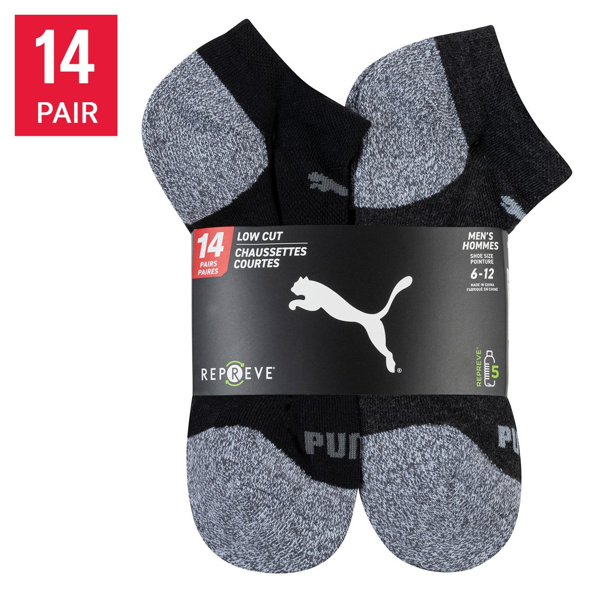 Puma Men's Repreve Athletic Sock, 14-pair