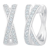 Round Brilliant Diamond X-Shaped Hoop Earrings (0.40 ctw)