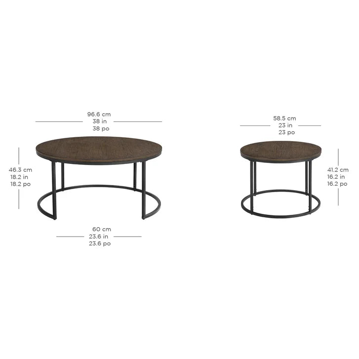 Bayside Furnishings 2-piece Nesting Table Set, 96.5 cm (38 in.) and 58.4 cm (23 in.)